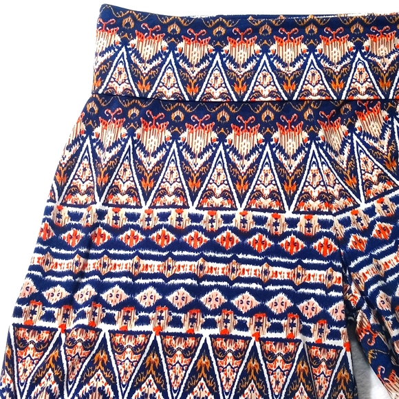 Bohemian Women's Brown Boho Print Semi Cropped Wide Leg Palazzo Pants M - Picture 15 of 16